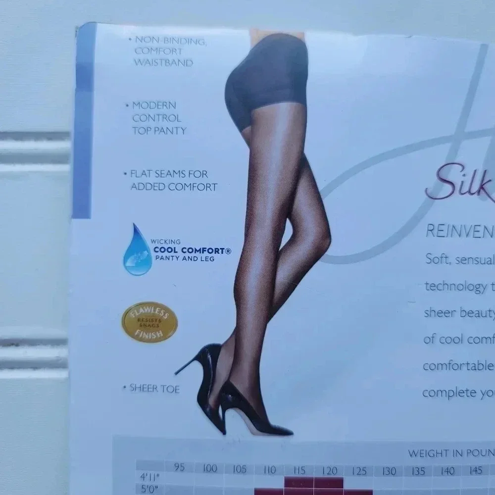 Hanes Pantyhose Silk Reflections Ultra Sheer Control Top Run Resistant Size CD